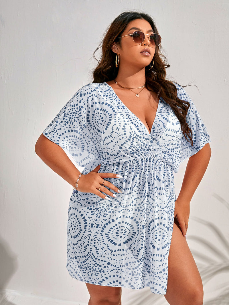 Saida de Praia Manga Longa Amarração de Cordão Andreia Plus Size