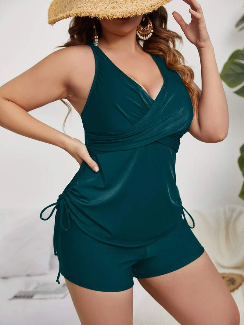 Conjunto Tankini Feminino com Shorts Vitória Plus Size