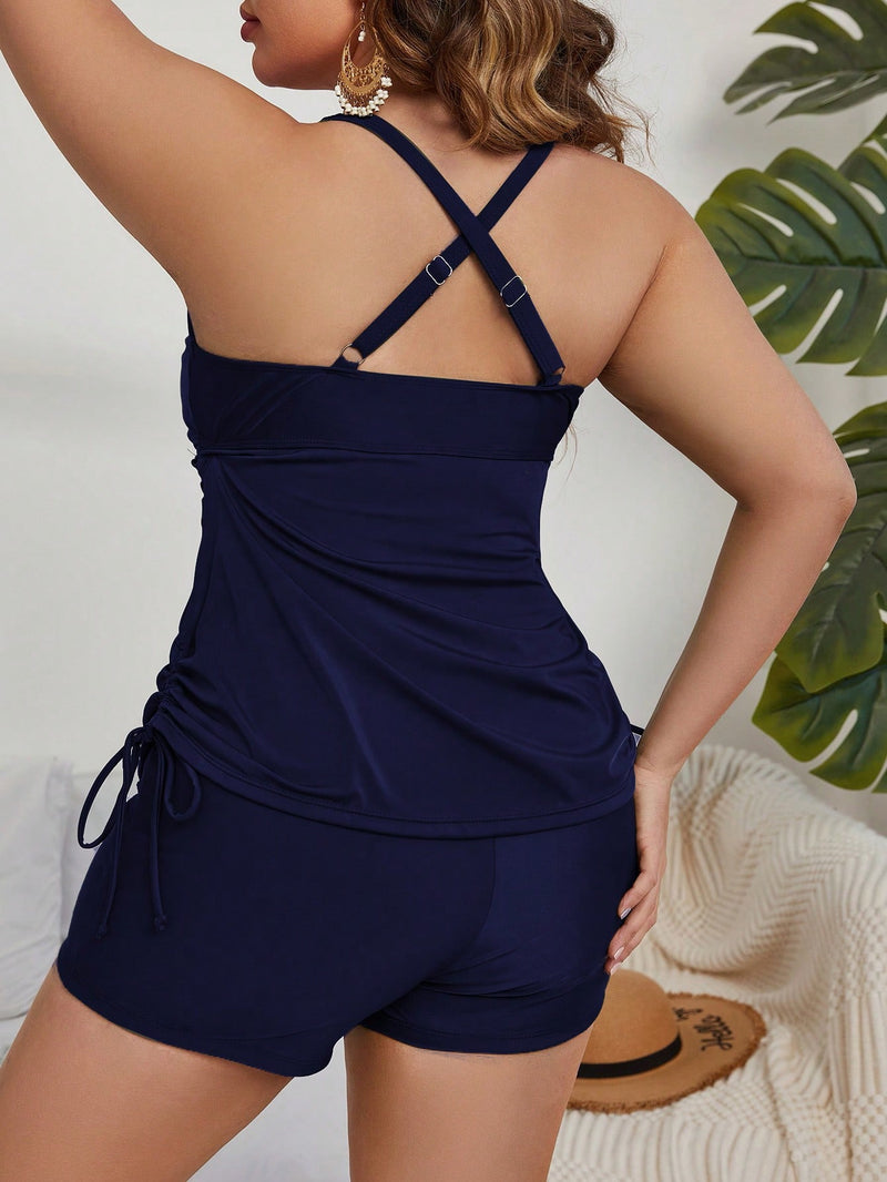 Conjunto Feminino Tankini com Shorts Vitória. Plus Size