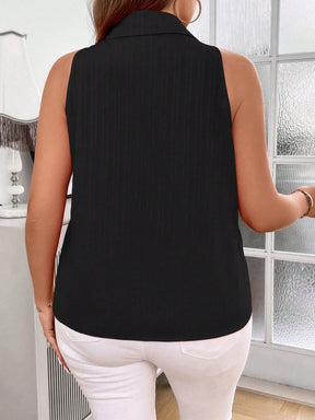 Blusa Feminina Elegante sem Mangas com Botões Alice. Plus Size.