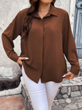 Camisa Feminina  Elegante com Manga Longa Fechamento de Botão Suave Claire. Plus Size