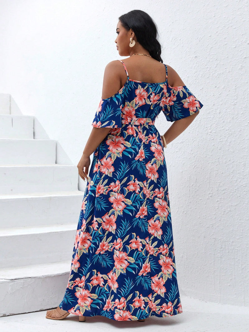 Vestido Longo Charmoso com Alças Finas Plus Size