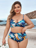 Biquíni Feminino com Estampa Tropical e Cintura Alta Cristina. Plus Size