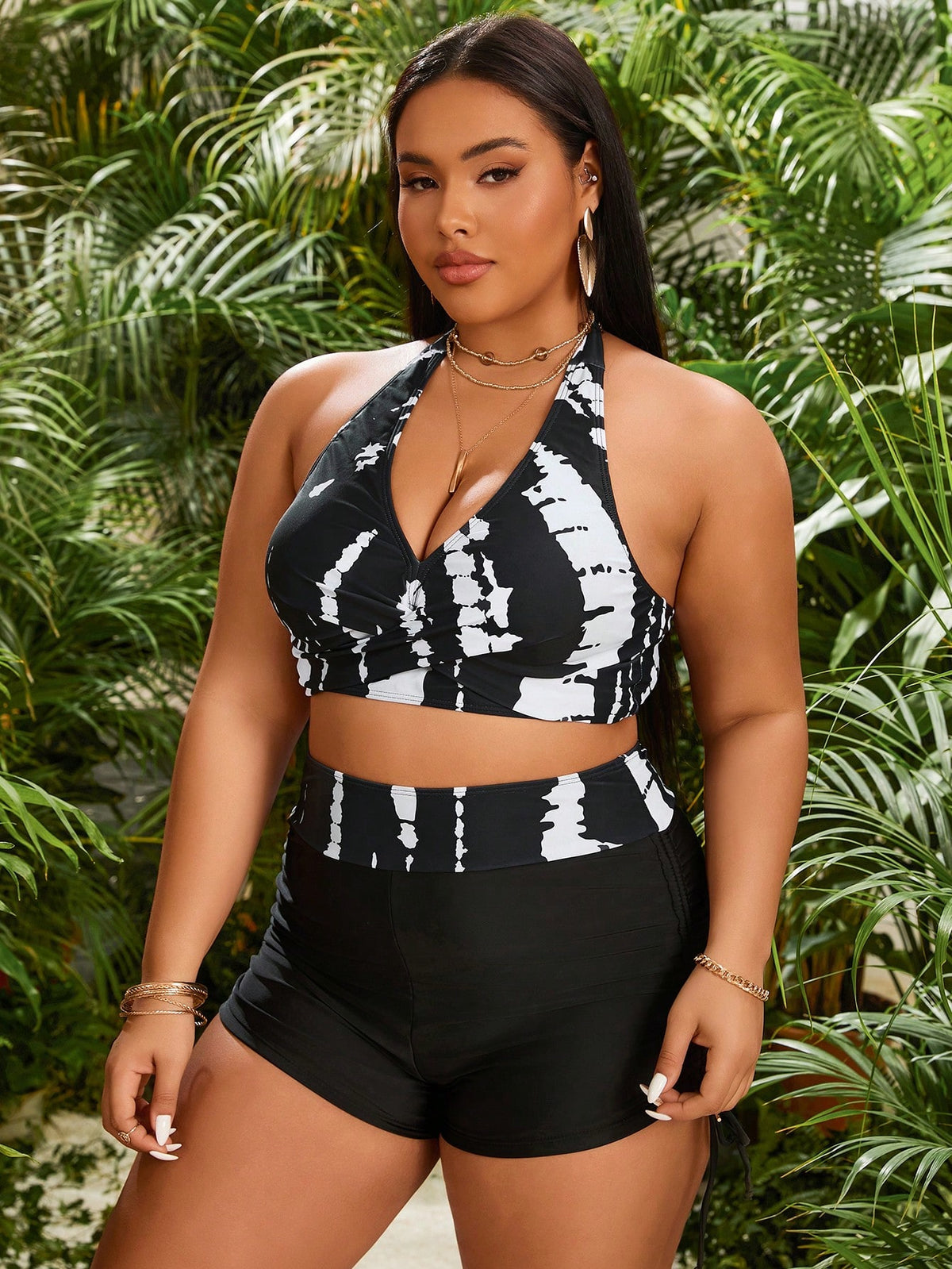 Shortkini Feminino Frente Única com Laço Lateral Laura Plus Size