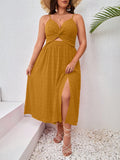 Vestido Midi Charmoso com Torção Frontal Plus Size