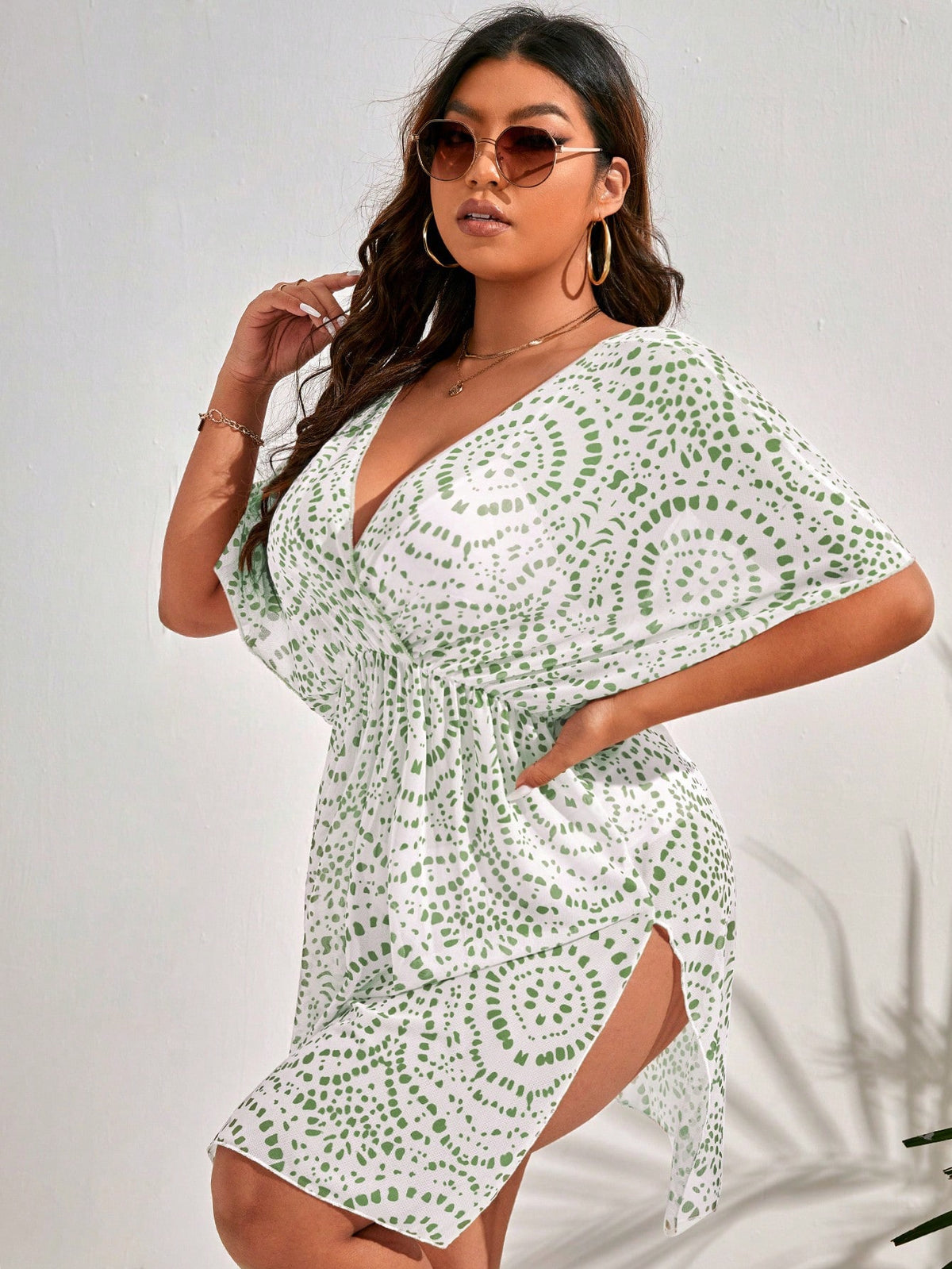 Saida de Praia Manga Longa Amarração de Cordão Andreia Plus Size