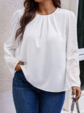 Blusa Feminina com Mangas Transparentes e Padrão Rendado Delicado Miranda Plus Size