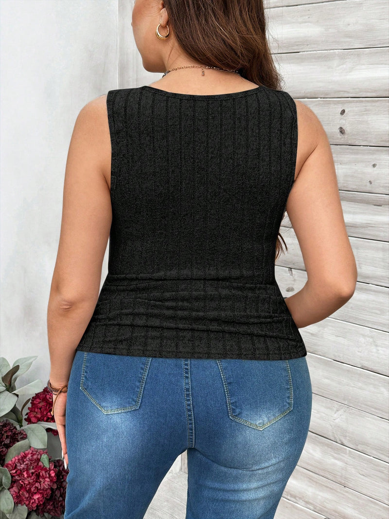 Blusa Feminina Casual sem Mangas Canelada Luisa Plus Size