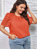 Blusa Feminina Mangas Curtas Vazadas e Detalhes Franzidos Beatriz Plus Size