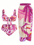 Conjunto Biquini Feminino com Saia e Estampado Tropical Marlena