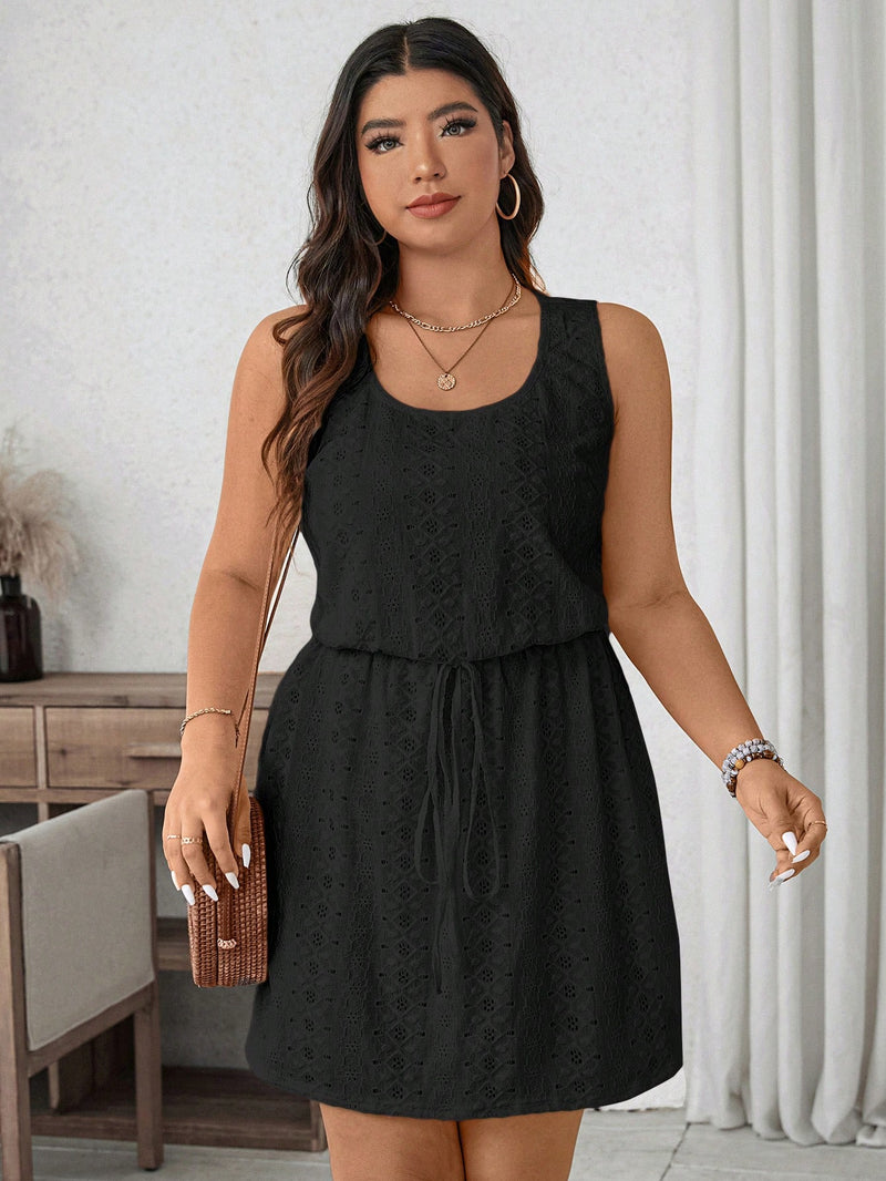 Vestido Feminino Casual Texturizado Nó na Cintura Fesco Luciana Plus Size