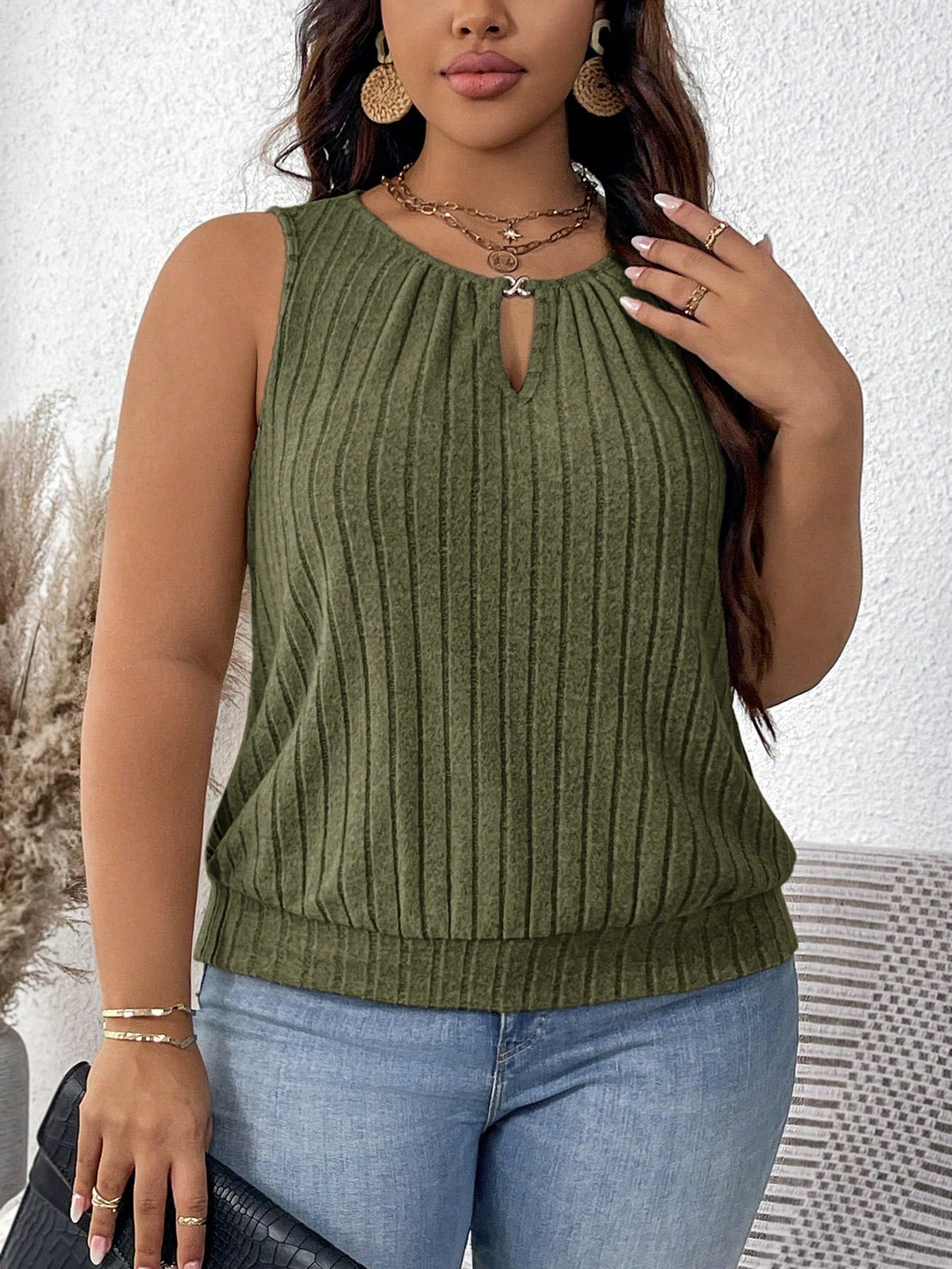 Blusa Feminina Canelada Sem Mangas Marinela Plus Size