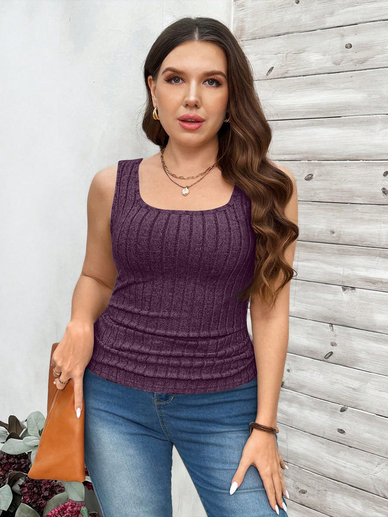 Blusa Feminina Casual sem Mangas Canelada Luisa Plus Size