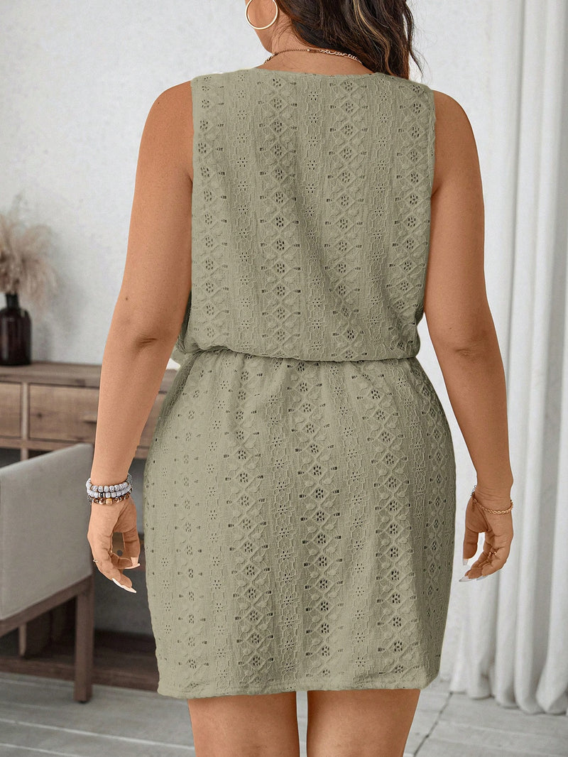 Vestido Feminino Casual Texturizado Nó na Cintura Fesco Luciana Plus Size