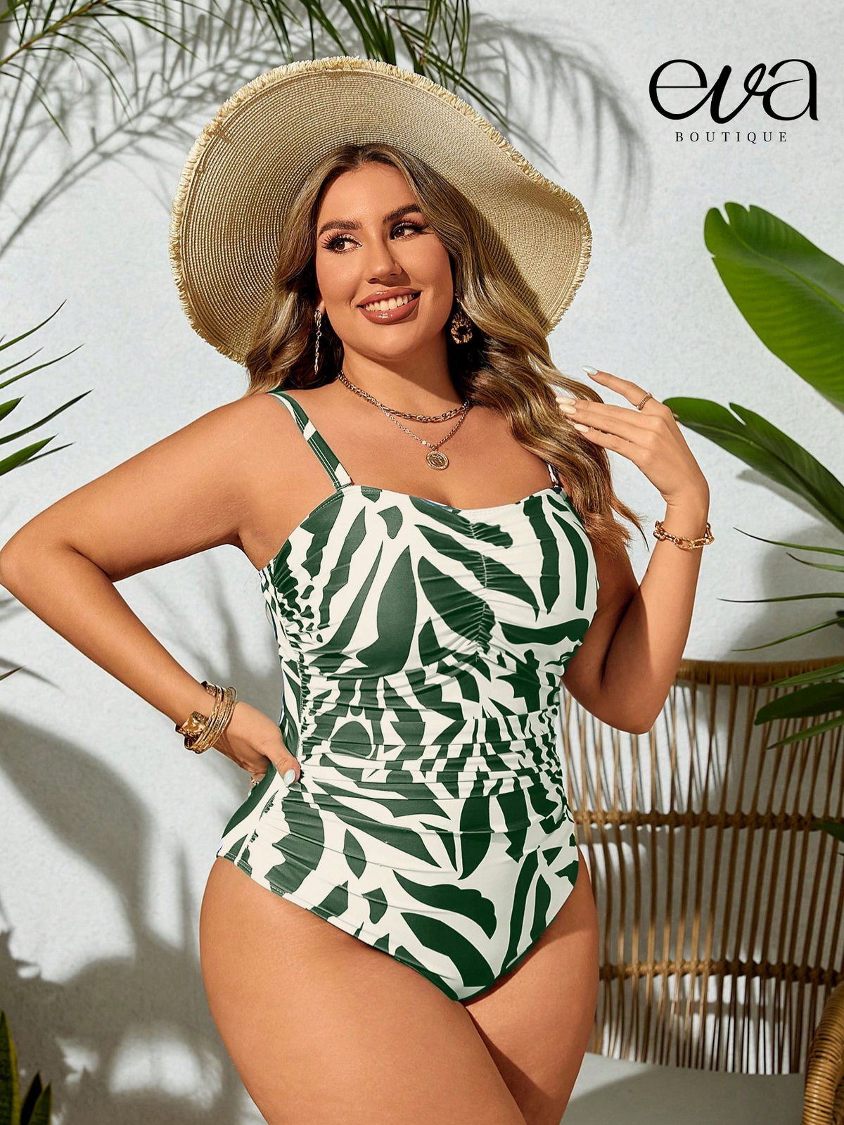 Maiô Estampado Folhas Catarina Plus Size