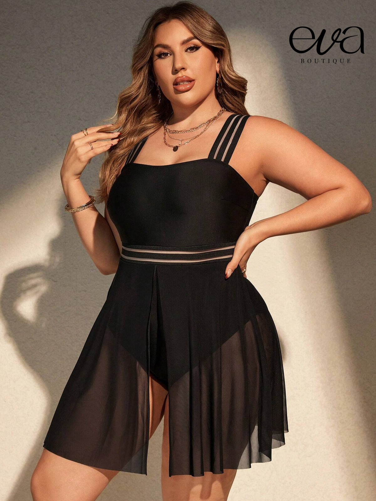 Maiô Feminino Estilosa Saia Transparente Mia. Plus Size