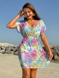 Saida de Praia Estampa Tropical Semi Transparente Giulia