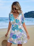 Saida de Praia Estampa Tropical Semi Transparente Giulia