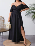 Vestido Longo Charmoso com Alças Finas Plus Size